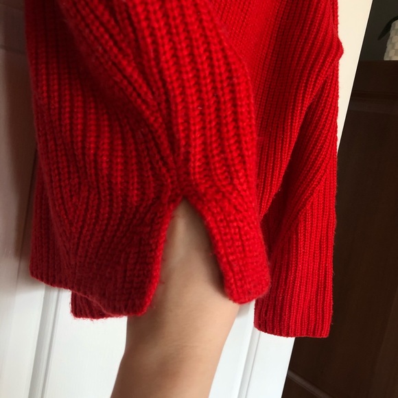 ASOS Red Knit Turtleneck Cozy Sweater Acrylic - Picture 8 of 9
